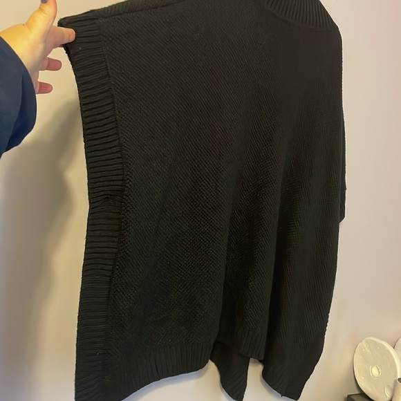 Loft Black Chunky Knit Cowl Neck Poncho Sweater size M/L - Picture 10 of 14